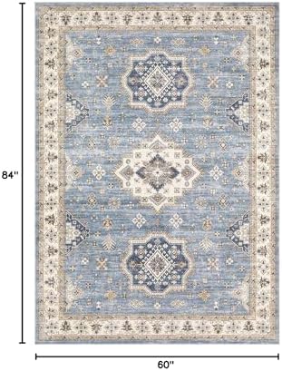 EIEIHOUSE 8x10 Area Rug Washable Vintage Rugs for Living Room Blue - Image 2