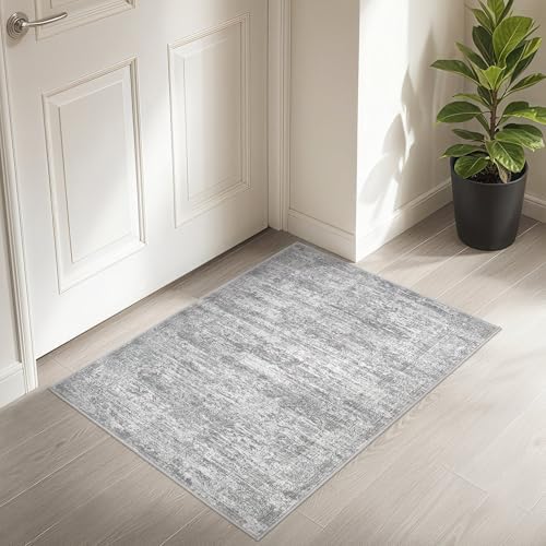 DMOYEST 2x3 Entryway Area Rug: Washable Neutral Modern Abstract Small Rug - Non-Slip Low Pile Throw Indoor Carpet for Entrance Kitchen Front Door Mat Bathroom Entry Kids Room - Vintage Grey - Image 6