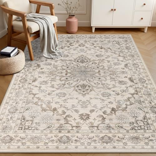 3x5 Area Rugs Living Room: Washable Rug for Bedroom Brown Beige - Image 2