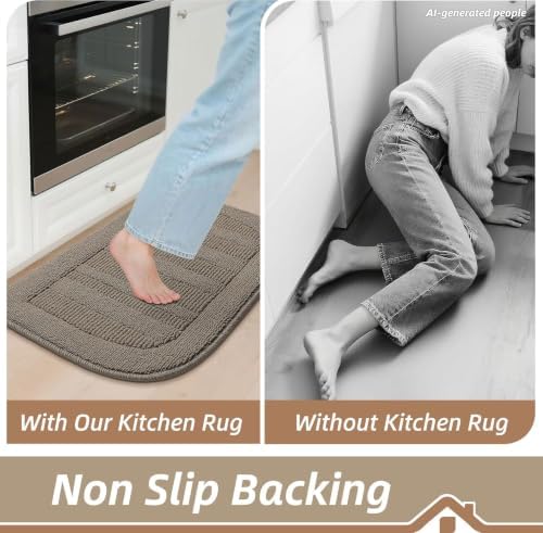 BEQHAUSE 30x18 Inch Kitchen Rugs Non Slip Washable Kitchen Sink Rug, Taupe - Image 6