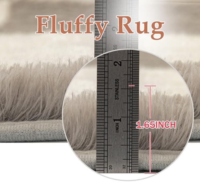 PureCozy Grey 4x6 Area Rug for Kids Room Soft Fluffy Checkered Shag Carpet - Image 6