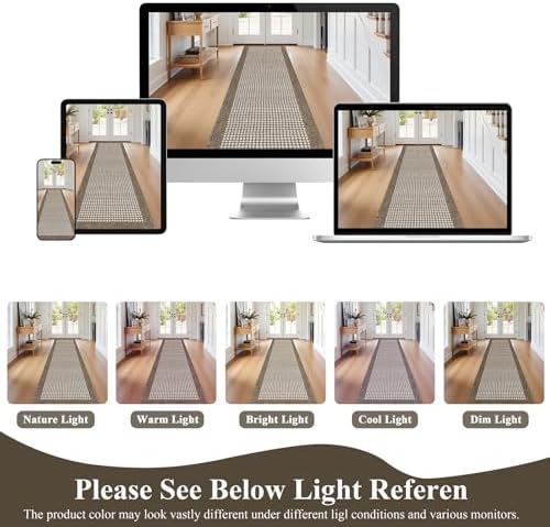 Ileading Brown Runner Rugs for Hallway 2'x8' Non Slip Farmhouse Long Kitchen Floor Mats with Rubber Backing Absorbable Throw Rugs Machine Washable Indoor Decor Carpet for Corridor Petmat Entryway - Image 6