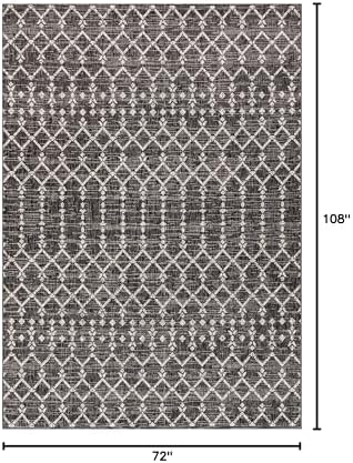 JONATHAN Y Moroccan Geometric Indoor Outdoor Area Rug 6X9 Black/Gray, Ourika Textured Weave for Backyard, Patio, Porch, Easy-Cleaning, High Traffic, Pet-Friendly, Non-Shedding (SMB108F-6) - Image 2