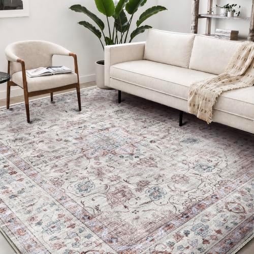 CHAMPLANT Washable Area Rug 9'x12' Retro Boho Design Non-Shedding Easy Care Ideal for High Traffic Areas in Living Room Bedroom Office Coffee Table Kitchen Large Carpet - Image 2