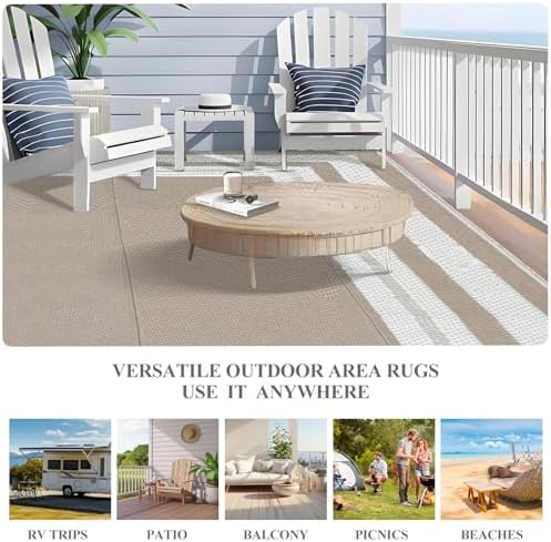 GAOMON Outdoor Rug 8x10 Area Rugs for Patio Waterproof Plastic Straw Rug Reversible Patio Rugs RV Camping Outdoor Carpet for Porch Patio Outside RV Deck Balcony Picnic Beach Decor Border-Coffee - Image 4