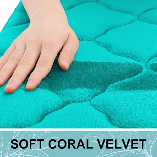 OLANLY Memory Foam Bath Mat Rug 70x24, Ultra Soft Bathroom Rugs, Teal - Image 2