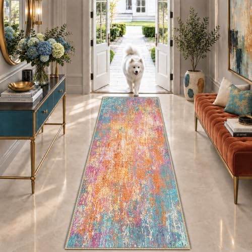 RELEANY Washable Runner 2'x6' Abstract Area Rug for Hallway Starlight by RELEANY