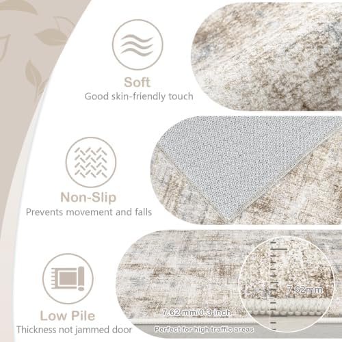 Area Rugs 8x10 Living Room: Washable Rug Modern Abstract Large Rugs Soft Non Slip Neutral Rug Stain Resistant Indoor Carpet for Bedroom Kitchen Dining Room Home Office Rugs(Blue Brown,8'x10') - Image 6