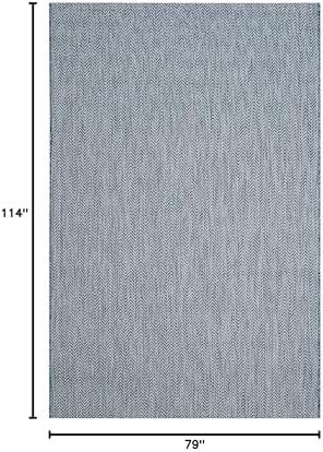 SAFAVIEH Outdoor Area Rug 6'7"x9'6" - Courtyard Collection - Coastal Design, Navy & Grey, Durable & Easy Cleaning, Ideal for Patio, Entryway, Mudroom, Backyard (CY8022-36821) - Image 2