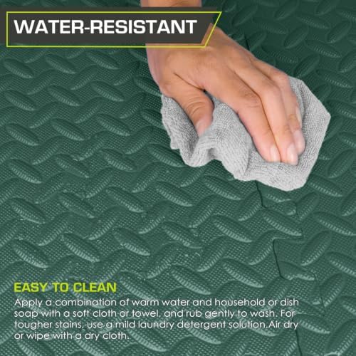 ProsourceFit Exercise Puzzle Mat 1/2-inch, EVA Interlocking Foam Floor Tiles for Home Gym, Workout Equipment, Kids Play Areas, Green, 24 SQ FT - 6 Tiles - Image 5
