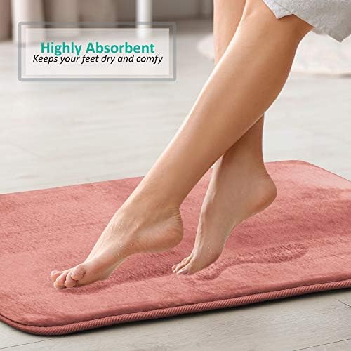 Clara Clark 2 Piece Bathroom Rugs, Velvet Memory Foam Bath Mat Set, Non-Slip Bath Rugs, Machine Wash, Dries Quickly, Ultra Soft Plush Bath Mats for Bathroom, 20 x 32 + Contour, Misty Rose - Image 7