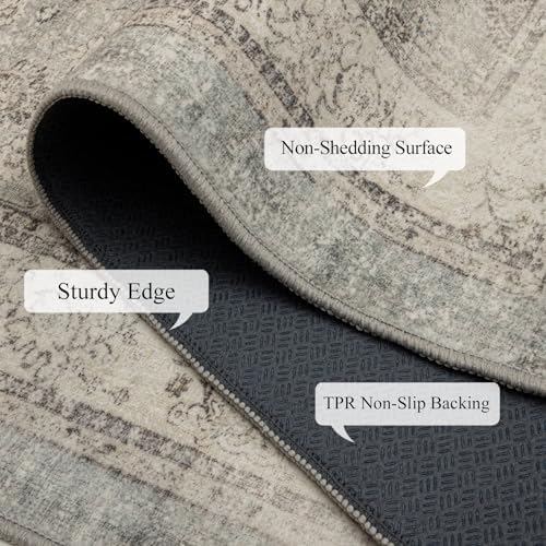 Ruaruarug Washable Area Rug 8×10 for Living Room, Ultra Soft, Gray - Image 3