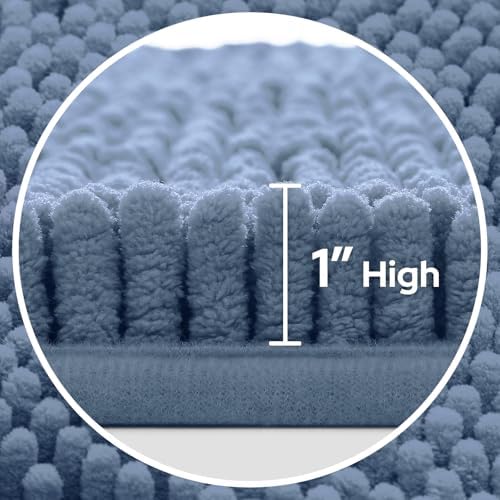HOMEIDEAS Bathroom Rugs Set of 3, Super Soft Absorbent Chenille Bath Rugs - Image 3