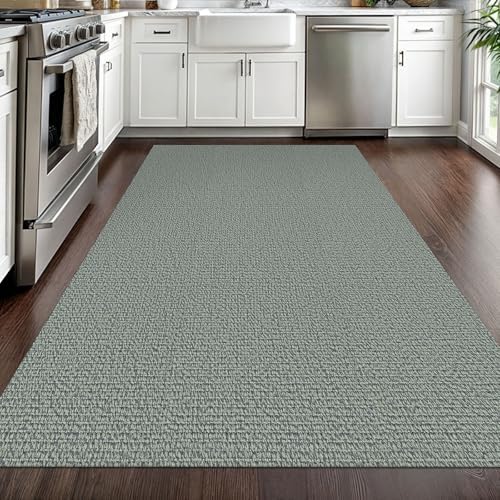 EARTHALL Washable Area Rug, Non Slip Entryway Rug, 4x6 Ft, Green/Grey - Image 5