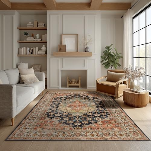 Ruaruarug Washable Area Rug 5×7 for Living Room, Ultra Soft, Maroon by Ruaruarug