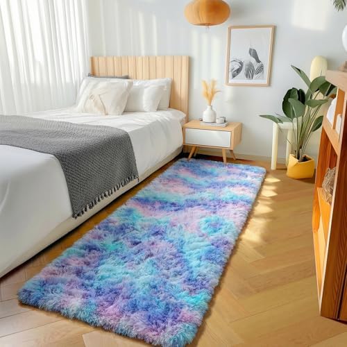 Rainbow Runner Rugs for Girls Bedroom Living Room, Fluffy 2x6 Soft Area Rug - Image 5