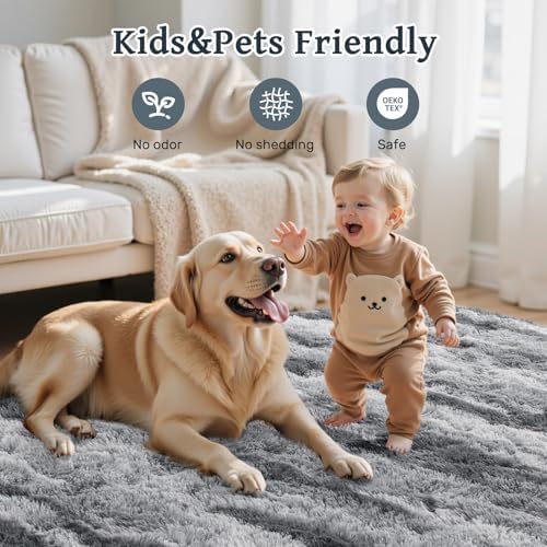 Zebra 6x9 ft Fuzzy Rug for Living Room,Black White Bedroom Area Rugs Non-Slip,Carpet for Nursery Kids PlayRoom Indoor Modern Plush Carpets - Image 5