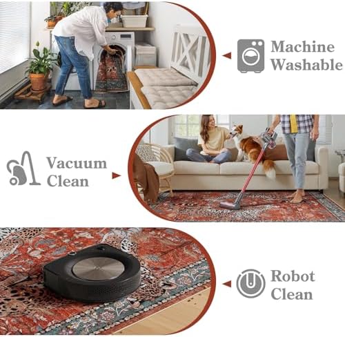 Moynesa Leopard 5x7 Area Rug, Boho Washable Living Room Rug, Non Slip Rugs for Bedroom, Ultra Thin Vintage Soft Stain Resistant Throw Floor Carpet for Office Dining Room, Rust - Image 4