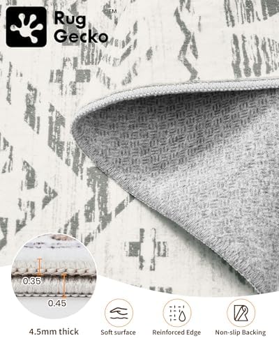 Miukiki 2x10 Runner Rug for Living Room Washable Non Slip Hallway Rug Grey - Image 3