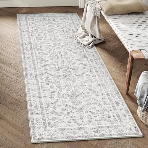 PureCozy Gray Runner Rug 2x6 Vintage Neutral by PureCozy