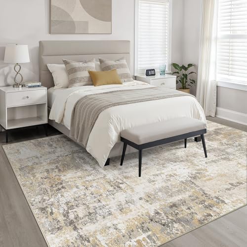 LOONGRUG 8x10 Area Rugs Washable Neutral Modern Living Room Rug Gray Gold - Image 4