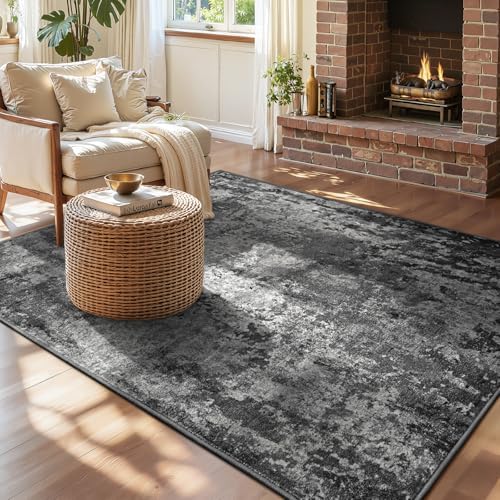 Entryway Rug 3x4 Black Bedroom Area Rug Washable Non Slip Abstract Boho Rugs for Indoor Entry, Kitchen, Classroom, Bathroom, Kids Girls Room, Office, College Dorm Small Carpet - Image 2