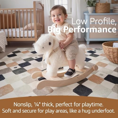 jinchan 5x7 Nursery Rug Washable Kids Playroom Rug Black and White Marble - Image 4