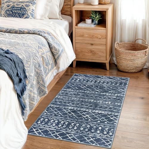 KUTA Washable Rugs for Entryway 2x3 Navy Blue Boho Small Area Rug - Image 3