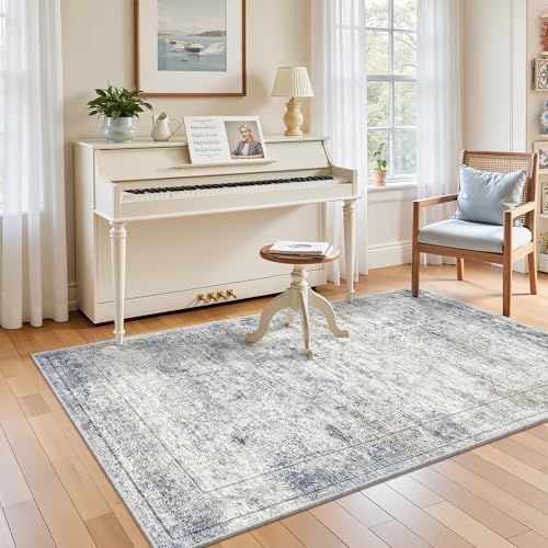 4x6 Area Rug for Entryway,Washable Kitchen Rug,Blue - Image 4
