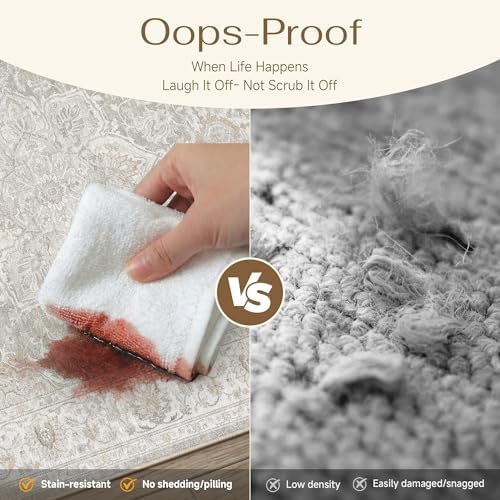 HUGEAR Grey Beige 4x6 Washable Area Rugs Vintage Indoor Carpet - Image 6