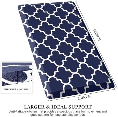 WISELIFE Anti Fatigue Mats for Kitchen Floor, 20" x 32", 4/5 Inch, Blue - Image 2