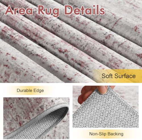 4x6 Ft Abstract Washable Area Rugs for Living Room Pink - Image 6