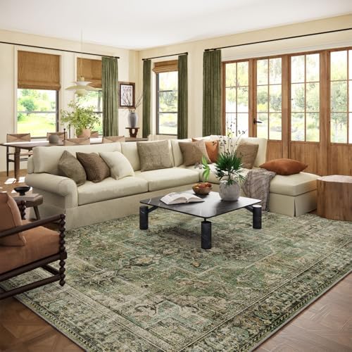 10x14 Area Rugs for Living Room: Washable Bedroom Rug Boho Vintage Rugs Stain Resistant Non Slip Low Pile Soft Lightweight Carpet for Kitchen Dining Room Farmhouse Nursery Kids Room by palohom