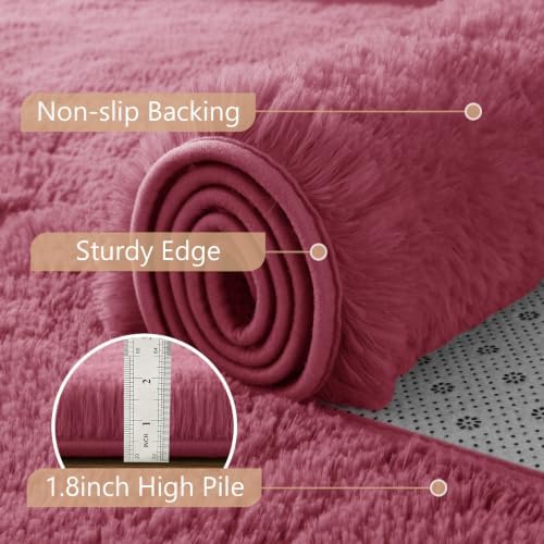 4'x5'3'' Blush Fluffy Soft Area Rug Non-Slip for Kids Bedroom Nursery - Image 6