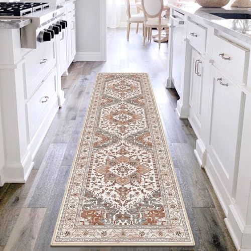 Yamaziot Washable Runner Rug, 2x8 Non-Slip Boho Vintage Hallway Kitchen Rug by Yamaziot