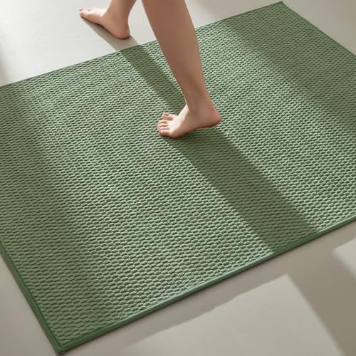 TYUU Large Bathroom Rugs Non Slip Washable Bath Rugs Super Absorbent Bathroom Rug Thin Quick Dry Low Pile Bath Mats, Sage Green 36"x48" by TYUU
