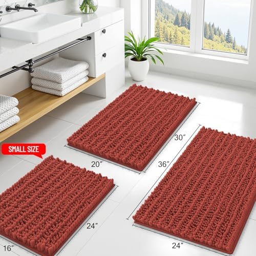 Smiry Bathroom Rugs 36X24, Extra Soft Rubber Backing Chenille Bath Mats - Image 2