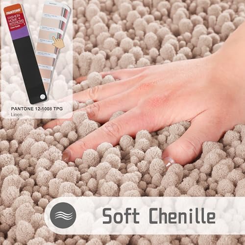 Yimobra Large Bathroom Rugs Non Slip Washable 36x24 Inch - Ultra Soft Absorbent Chenille Bath Mat, Quick Dry Shaggy Floor Carpet for Tub Shower, Pinkish Beige Home Decor Accessories - Image 4