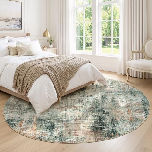 Lofus 6ft Area Rug for Living Room,Abstract Washable Rugs,Coffee/Green - Image 4