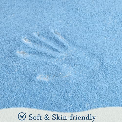 Topotdor Round ABC Area Rug,47 Inch Soft Floor Carpet,Sky Blue - Image 5