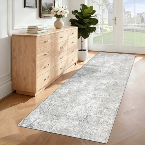 XLUEZ 2x7 Runner Rug for Hallway, Washable Modern Abstract Runner Rugs Neutral Soft Non Slip Kids Rug Stain Resistant Indoor Runners for Entryway Bedroom Kitchen Laundry Room(BeigeGrey, 2'x7') - Image 4