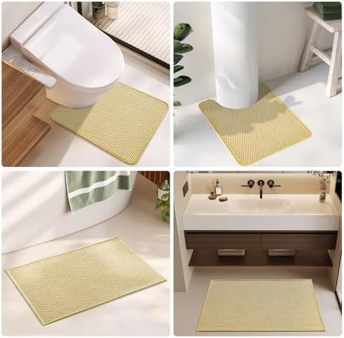 TYUU Large Bathroom Rugs Non Slip Washable Bath Rugs Super Absorbent Bathroom Rug Thin Quick Dry Low Pile Bath Mats, Yellow 36"x60" - Image 5