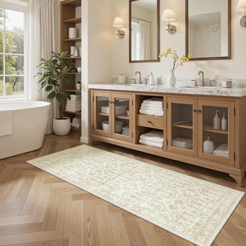 Soalmost Runner Rug 2x5 Washable Non-Slip Kitchen Entry Runners Beige/Brown - Image 4
