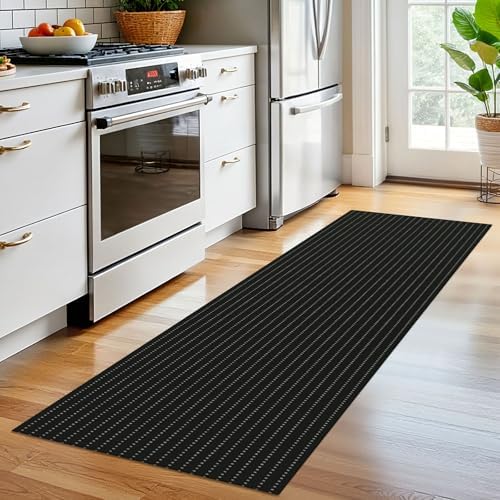 EARTHALL Washable Runner Rug, Non Slip Hallway Runner, 2x6 Ft, Black/Grey - Image 6