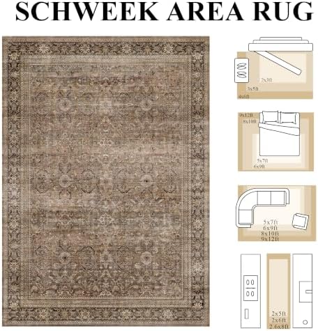 Schweek Brown 5x7 Area Rugs Washable Non Slip Rug for Living Room Neutral - Image 2