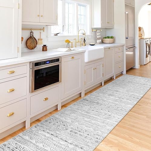 2'6x14 Runner Rug Washable Moroccan: Non Slip Hallway Long Floor Mat Gray - Image 2