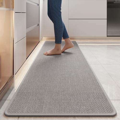YDKGL Long Kitchen Runner Rugs Kitchen Mat Non Slip Washable Gray 17"x59" by YDKGL