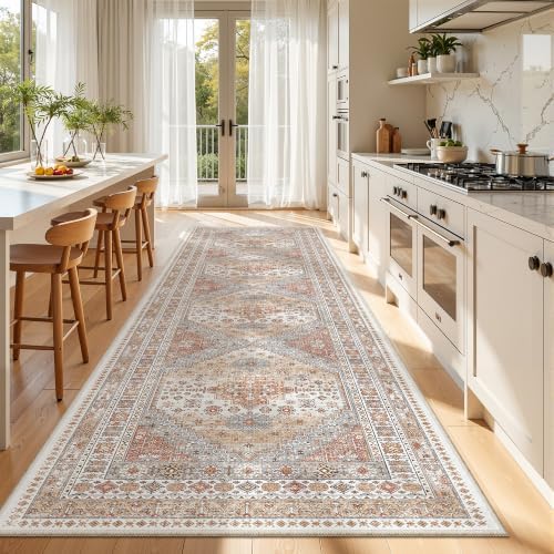 zesthome 3x12 Runner Rug Non Slip,Washable Hallway Runner Rug,Orange - Image 4