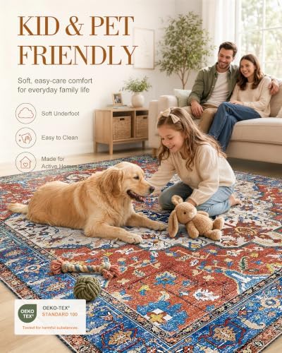 OLANLY 8x10 Washable Area Rug, Soft Non Slip Carpet for Bedroom Living Room - Image 5
