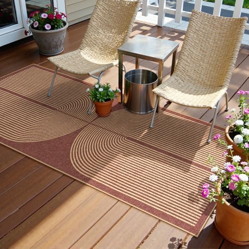 Lahome Modern Rainbow Easy Jute 2x6 Runner Rug, Red Kitchen Runner - Image 6